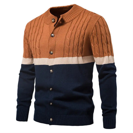 Men's Colorblock Knitted Button Sweater Cardigan