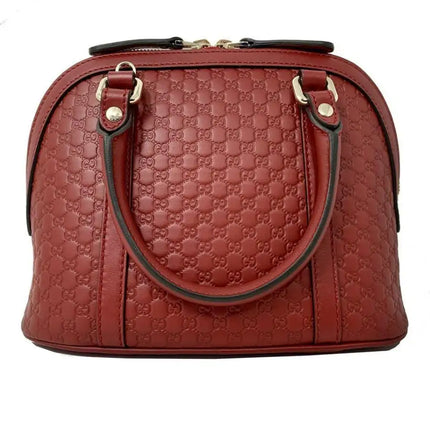 NEW Gucci Red Mini Convertible Micro GG Guccissima Dome Leather Satchel Shoulder Bag