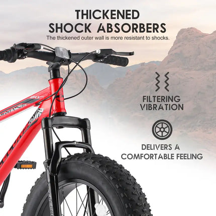 Bicicleta de montaña de velocidad completa para adultos/jóvenes con neumáticos gruesos de 20 pulgadas, freno de disco doble, marco de acero con alto contenido de carbono, suspensión delantera, bicicleta de montaña, bicicleta urbana para viajeros urbanos