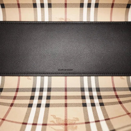 NEW Burberry Black Ardwell Heymarket Check Leather Tote Shoulder Bag