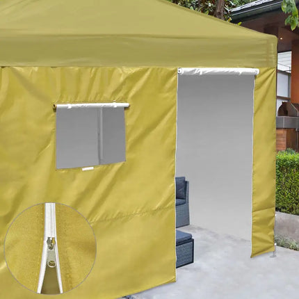 10x10ft EZ Canopy Gazebo Silver Coated Side Wall With Windows & Door/Mineral Yellow
