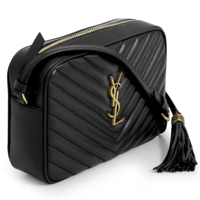 NUEVO Bolso bandolera para cámara Lou de cuero acolchado negro de Saint Laurent