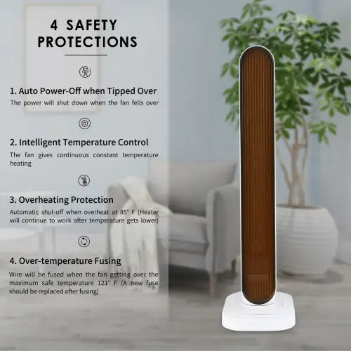 32 Inch Electric Space Heater with Remote 4 Heat Modes Setting, Overheating Protection