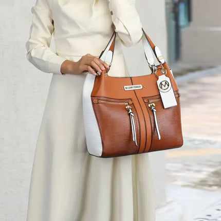 MKF Collection Sofia Tote Handbag with Keyring Vegan Leather For Women by Mia k