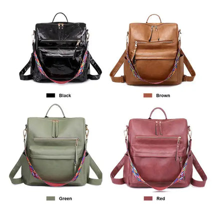 Women's Fashion Backpack Multipurpose Design Handbags and Shoulder Women Tote Bag Bag PU Leather Travel bag; Brown