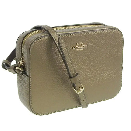 NEW Coach Beige Metallic Leather Mini Camera Crossbody Bag
