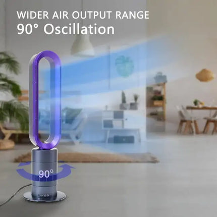 32 in. Space Heater Bladeless Tower Fan, Heater & Fan Combo, 9H Timer 10 Speeds with Remote Control for Home-Purple