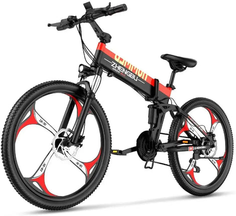 400W Folding Electric Mountain Bike 26'' 48V 10.4Ah Battery, 30-Speed for Adults