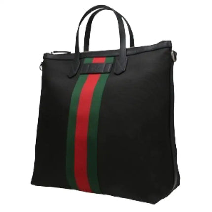 NEW Gucci Black Web Stripe Canvas Tote Crossbody Bag