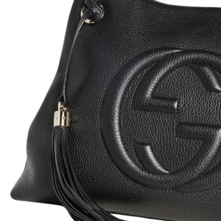 NEW Gucci Black Pebbled Leather Medium Soho Chain Tote Shoulder Bag