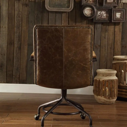 Harith Office Chair in Vintage Whiskey Top Grain Leather YJ