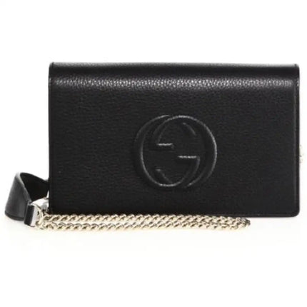NEW Gucci Black Soho Disco Leather Wallet on Chain Crossbody Shoulder Bag
