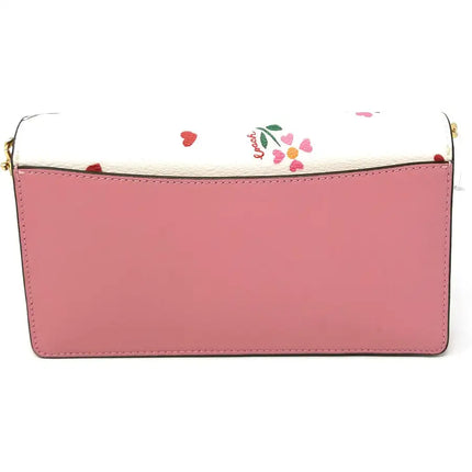NEW Coach White Anna Foldover Heart Petal Canvas Clutch Crossbody Bag
