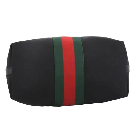 NEW Gucci Black Web Stripe Canvas Tote Crossbody Bag