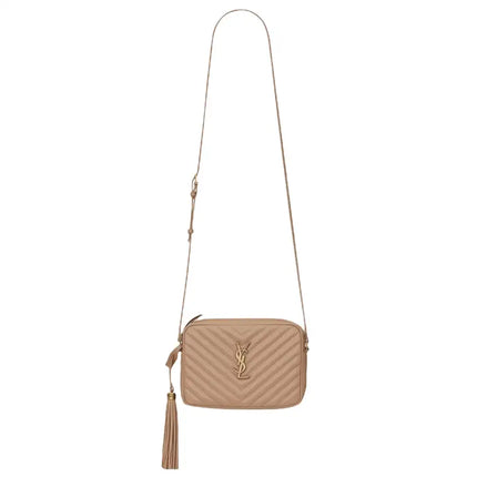 NEW Saint Laurent Beige Quilted Leather Lou Crossbody Camera Shoulder Bag