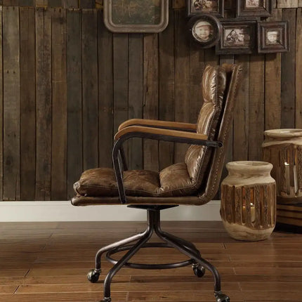 Harith Office Chair in Vintage Whiskey Top Grain Leather YJ