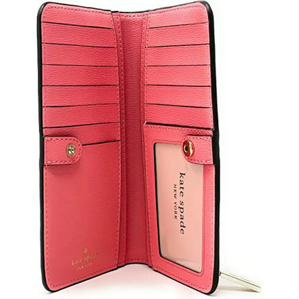 NEW Kate Spade Pink Peach Nectar Refined Grain Leather Large Slim Wallet Clutch Bag