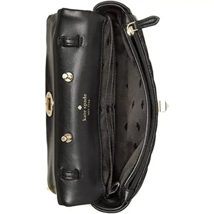 NEW Kate Spade Black Natalia Flap Turnlock Quilted Leather Crossbody Bag