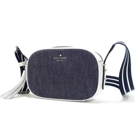 NEW Kate Spade Navy Denim multi Kourtney Denim Camera Crossbody Bag