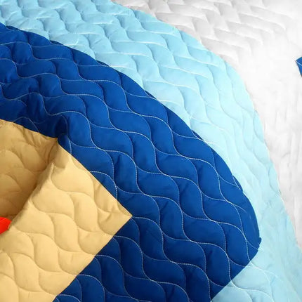 [Love Parade] 3PC Vermicelli-Quilted Patchwork Quilt Set (Full/Queen Size)