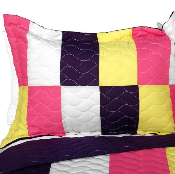 [Dressing Case] 3PC Vermicelli - Quilted Patchwork Quilt Set (Full/Queen Size)