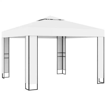 Gazebo with Double Roof 118.1"x118.1" White