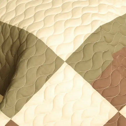 [Solid Serenade] 3PC Vermicelli - Quilted Patchwork Quilt Set (Full/Queen Size)