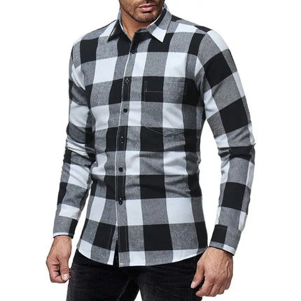 Plaid Flannel Long Sleeve Button Down Casual Shirt