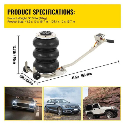 Gato neumático de elevación rápida, bolsa Triple móvil plegable portátil, Gato de aire