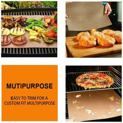 5pc Copper Grill Mats Baking Non Stick BBQ Mat Pad Bake Cooking Oven Sheet Liner XH