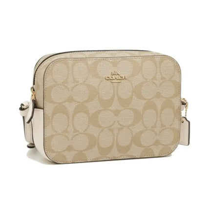 NEW Coach Brown White Mini Camera Bag Monogram Signature Canvas Crossbody Bag