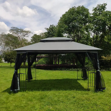 13x10ft Outdoor Patio Gazebo Canopy Tent With Ventilated Double Roof And Mosquito net (Detachable Mesh Screen On All Sides), Suitable for Lawn, Garden, Backyard and Deck RT