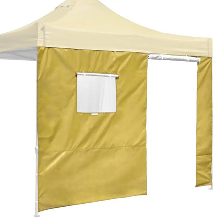 10x10ft EZ Canopy Gazebo Silver Coated Side Wall With Windows & Door/Mineral Yellow
