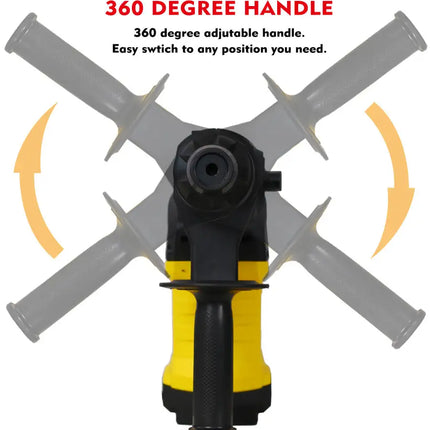 Professioinal Quality 1-1/4' SDS-Plus Heavy Duty Rotary Hammer Drill 13 Amp - Vibration Control, 3 Functions