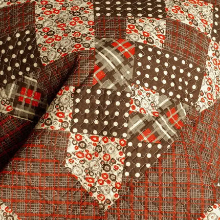 [Bubbly] Cotton 3PC Vermicelli-Quilted Striped Printed Quilt Set (Full/Queen Size)