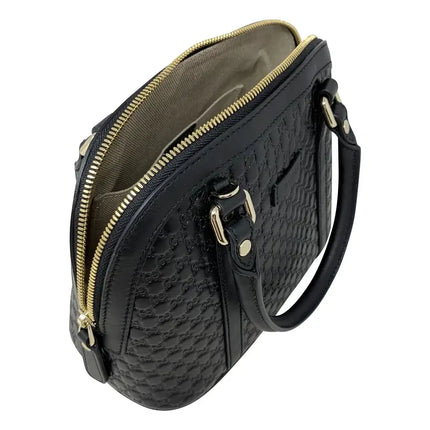 NEW Gucci Black Mini Convertible Micro GG Guccissima Dome Leather Satchel Shoulder Bag