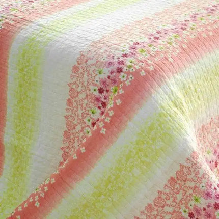 [Flowers Season] 3PC Cotton Vermicelli-Quilted Printed Quilt Set (Full/Queen Size)