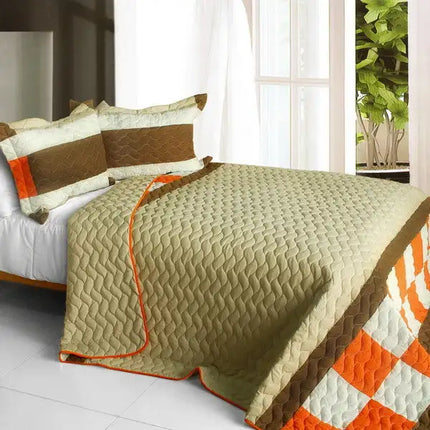 [Frenzied Night] 3PC Vermicelli-Quilted Patchwork Quilt Set (Full/Queen Size)