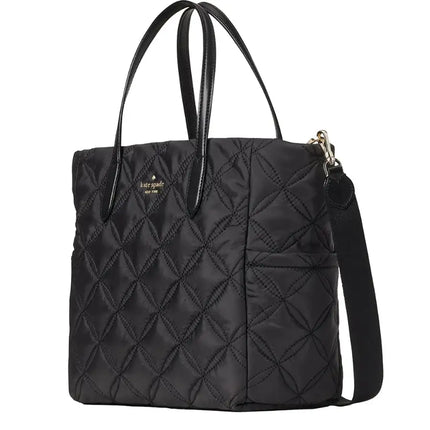 NEW Kate Spade Black Chelsea Medium Quilted Nylon Satchel Crossbody Bag