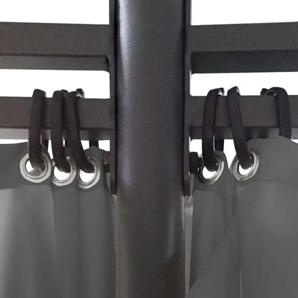Gazebo with Curtains Round 137.8"x106.3" Anthracite (US only)