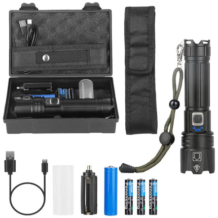 Tactical LED Flashlight Zoomable Rechargeable Search Light Torch - Vickie Lynn's