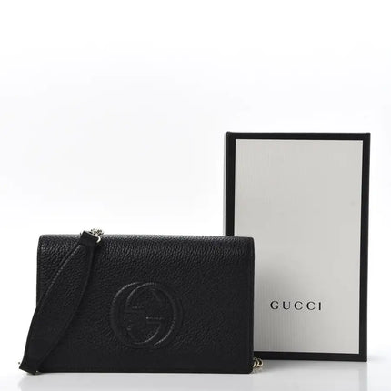 NEW Gucci Black Soho Disco Leather Wallet on Chain Crossbody Shoulder Bag