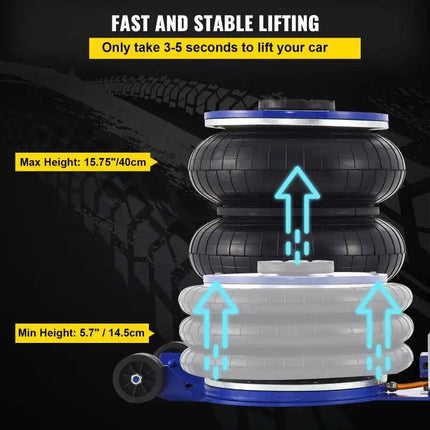 Gato neumático de elevación rápida, bolsa Triple móvil plegable portátil, Gato de aire