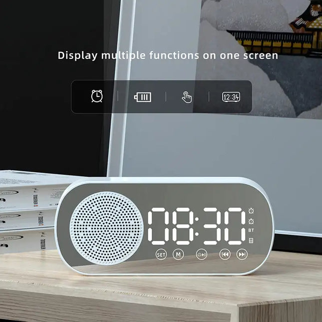 Nuevo Altavoz inalámbrico con Bluetooth, reloj con alarma Dual, compatible con tarjeta TF, Radio FM, barra de sonido, caja de música HIFI, barra de sonido