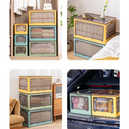 Household Clothes Quilt Storage Folding Plastic Transparent Wardrobe Storage and Finishing Boxes