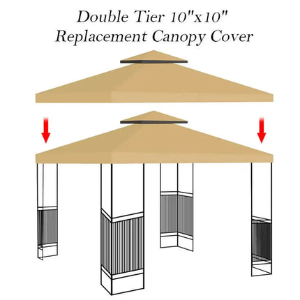 10'x10' Gazebo Canopy Top Replacement 2 Tier Patio Pavilion Cover UV30 Sunshade - Vickie Lynn's