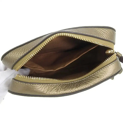 NEW Coach Beige Metallic Leather Mini Camera Crossbody Bag