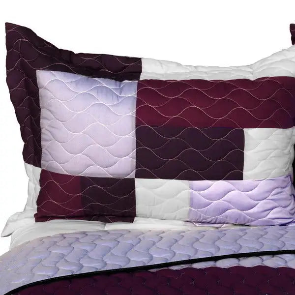 [Grape Princess] Brand New Vermicelli-Quilted Patchwork Quilt Set Full/Queen