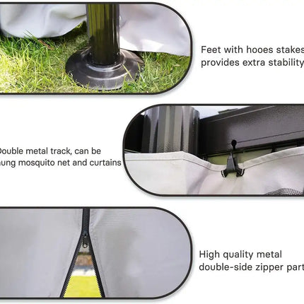 SR Gazebo for Patios Outdoor Gazebo with Mosquito Netting and Curtains Outdoor Privacy Screen for Deck Backyard