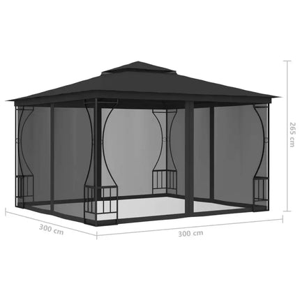 Gazebo with Nets 9.8'x9.8'x8.7' Anthracite - Vickie Lynn's